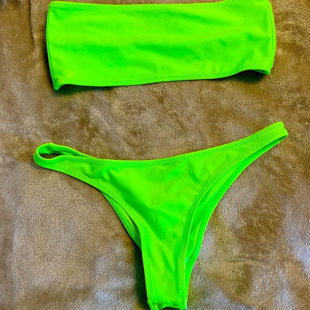 White fox swim neon green bikini